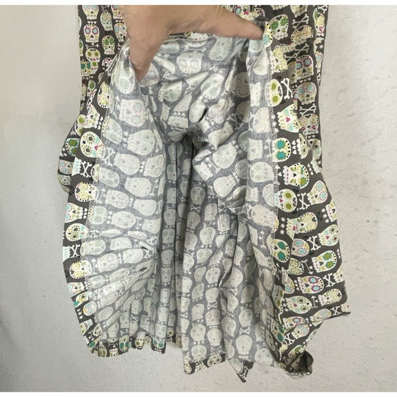 Beebop & Wally New York Retro Style Dress Sz MED Gray Skull Day of Dead Cotton - Picture 11 of 11